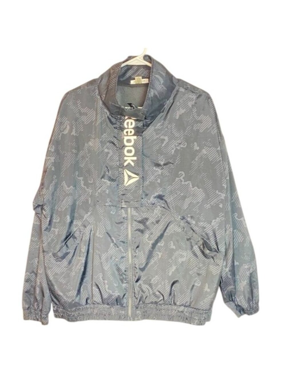 Reebok Lightweight Black Full-Zip Windbreaker Jacket With Mesh Lining & Logo Pri